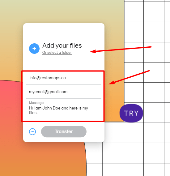 How to transfer files using WeTransfer Restomaps